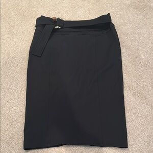 Black Gucci pencil skirt with bamboo belt